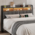ONBRILL Ergonomic Headboard Queen Size with 2-Tier Storage, Black & Grey