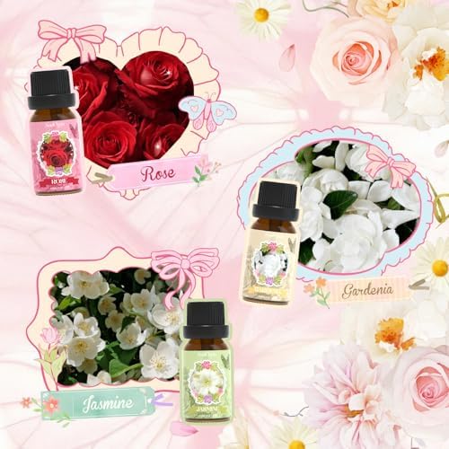 Soulorigin Floral Essential Oils Set, Fragrance Oil Gift Set for Diffuser, Natural Scent Diffuser Oil for Candle Making- Rose, Gardenia, Jasmine, Honeysuckle, Violet, Lilac