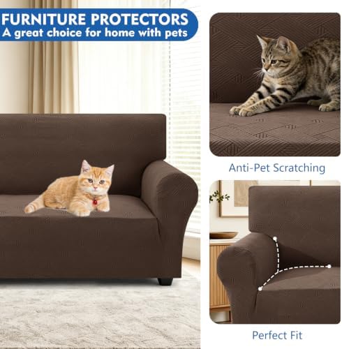 XINEAGE Loveseat Slipcover Pet Friendly, Stretch Couch Cover,Coffee