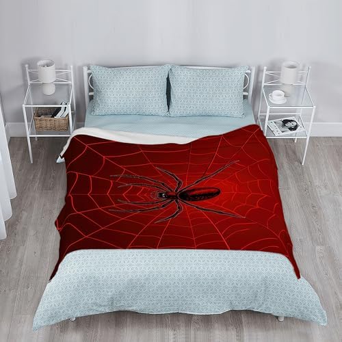 Halloween Spider Sofa Throw Blankets,Red Spider Web Soft Cozy Fuzzy Lightweight Travel Blanket,Flannel Fleece Fall Throw Blanket for Couch,Bed,Camping,Movie Nights,Watching TV 60 X 80 Inch