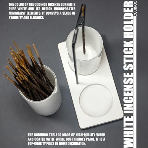 2 in 1 Incense Holder for Sticks Incense Burner Holder with Storage,Glass Upside Down Incense Holder for Sticks with Glass Ash Catcher for Meditation Yoga Spa Room Home Decor[Full White]