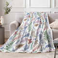 JAWO Floral Throw Blanket, White Flower Throws Wildflowers Botanical Plant Printed All Seasons, Vintage Colorful Butterfly Flannel Blanket for Bedding Sofa Travel Couch Chair Sofa Home Decor,30x40