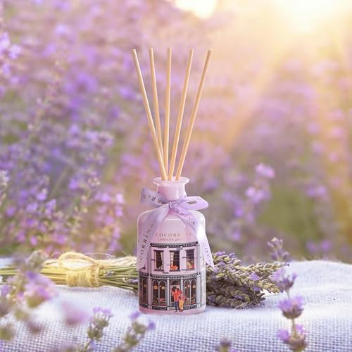 COCORRÍNA Reed Diffuser - Lavender Garden 6.76 fl oz Reed Diffuser with 8 Sticks Home Fragrance Bathroom Shelf Decor (Festive House Collection)