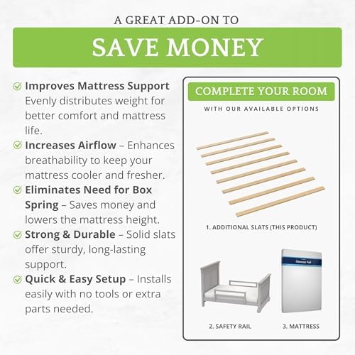Replacement Bed Slats for Twin, Full, Queen & King Beds; Solid Wood Support