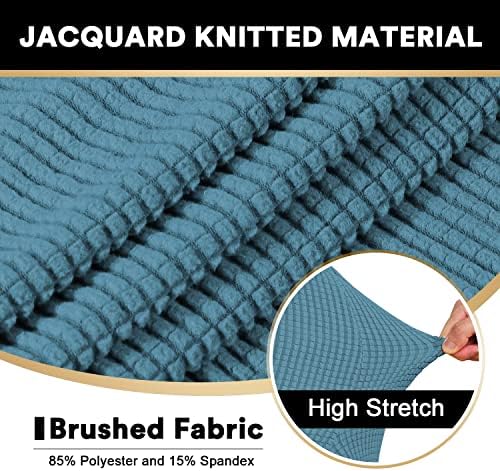 PrinceDeco T Cushion Loveseat Slipcover - 3 Pieces Sofa Cover for 2 Cushion Couch with 2 Individual T Shape Seat Covers Width Up to 76 Inch - Stretch, Machine Washable, Storm Blue