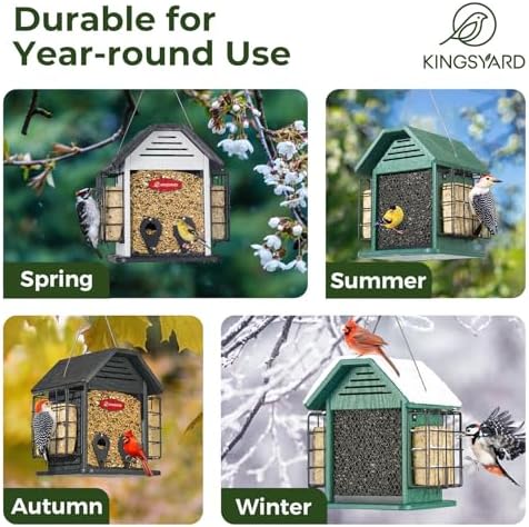 Kingsyard Large Recycled Poly Lumber Bird Feeder for Outdoor Hanging