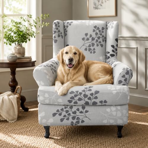 NILUOH Wingback Chair Covers 2-Piece, Armchair Slipcovers for Living Room