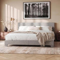 Allewie King Size Upholstered Bed Frame Adjustable Headboard, Light Grey