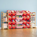 SpaceAid Toy Storage Organizer with 6 Shelves and 20 Bins, Toy Organizers Storage Bookshelf, Kids Bin Shelf Toys Box Bookcase for Bedroom Playroom Organization Room Decor, Red and Pink
