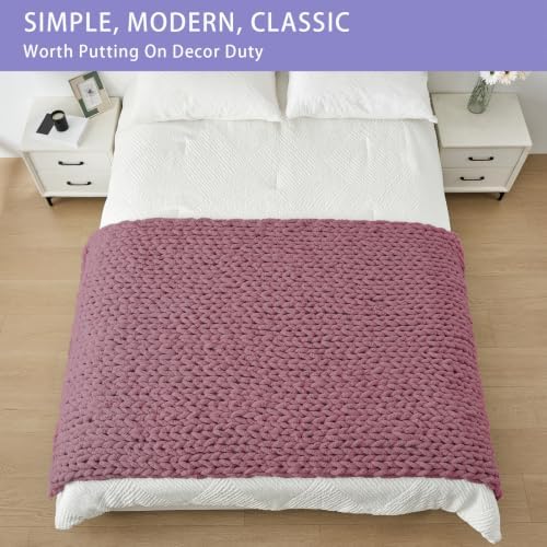 Bigacogo Chunky Knit Throw Blanket for Couch, 40x80 inches, Burnt Rose