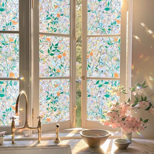 ADD.HERES Rainbow Window Privacy Film, Stained Glass Cling, 17.5" x 78.7"