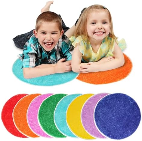 8 PCS Kids Carpet Circle Seats 16" Colorful Non-Slip Round Floor Cushions