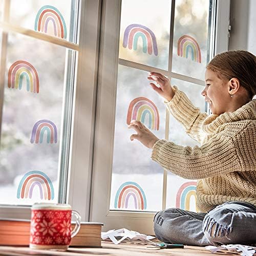 Small Pastel Rainbow Wall Decals for Playroom, Peel and Stick