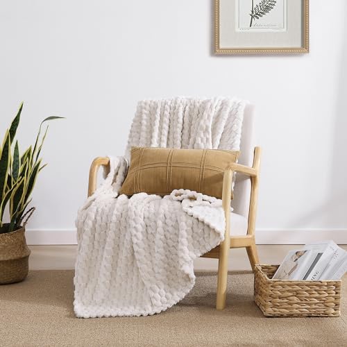 Monbix Twin Blanket for Couch-Room Decor Fuzzy Fleece Flannel Bed Blankets