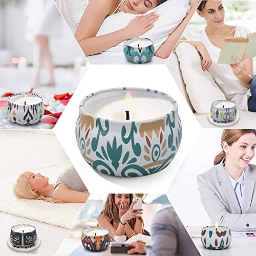 Scented Candles Gift Set, 10 Pack Soy Wax Candles with Two Coasters