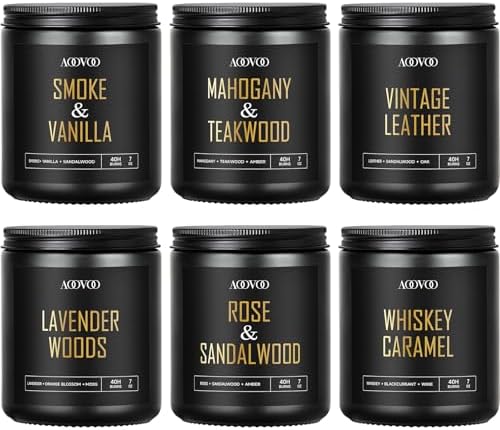 AOOVOO Scented Candles for Men - 6 Pack Candles for Home Scented