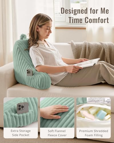 Blissful Diary Reading Pillow for Bed, Backrest Pillow, Mint Green