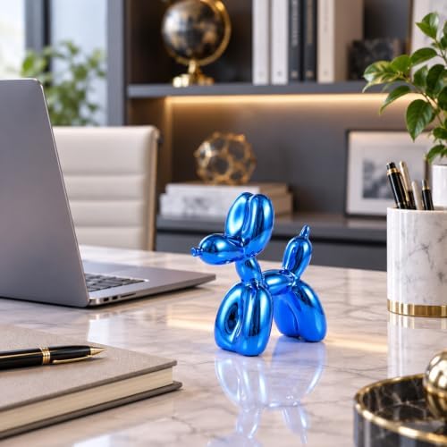 Blue Balloon Dog Decor,Balloon Animal Decor,Shelf Decor Preppy Room Decor,Cute Statue Home Decor, Bedroom Modern Sculpture Desk Decor,Office Gold Decorations Small Figurines