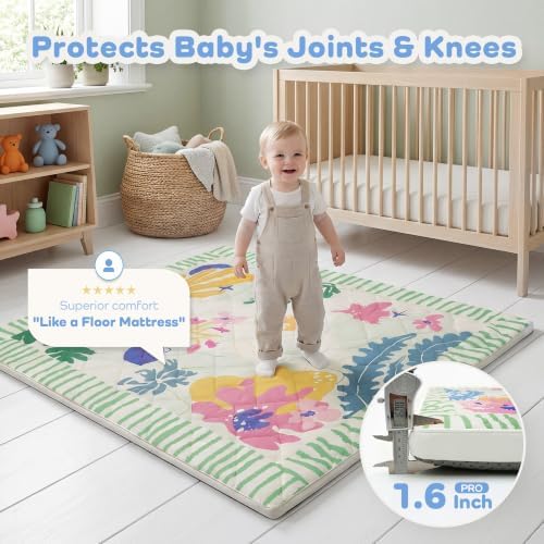 1.6" Thick Baby Play Mat, 50x50 Removable & Machine Washable Cover