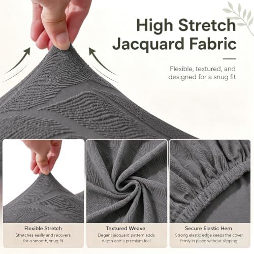 MIFXIN Wingback Side Chair Covers Dining Chair Slipcover Jacquard Stretch Sloping Armchair Protector Arm Chair Seat Cover for Dining Room Living Room Banquet Home Decor (Light Grey, 4 Pcs)