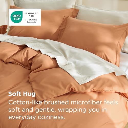 Bedsure Duvet Cover King Size, 3Pcs Soft Double Brushed Bedding Set, Orange