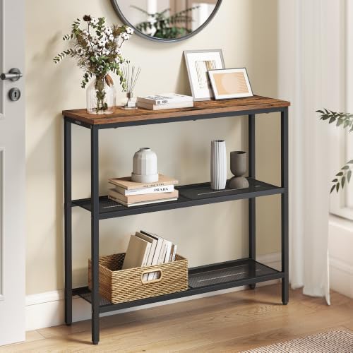 VASAGLE 31.5" Console Table, Narrow Behind Couch Table, 3 Tier