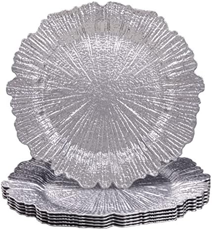 MAONAME Silver Charger Plates Set of 6, Reef Chargers for Dinner Plates