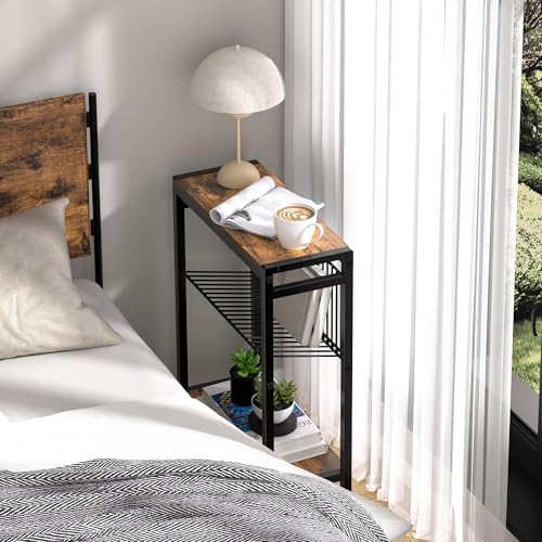 Narrow Side Table, 3-Tier End Table, Small Nightstand