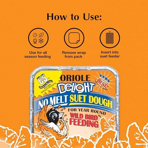 C&S Oriole Delight No Melt Suet Dough, 11.75 Ounces, Pack of 8