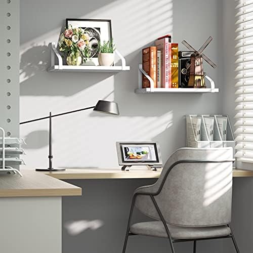 Love-KANKEI Deep Wide Floating Wall Shelves,Solid Wood,16.5"x12",White