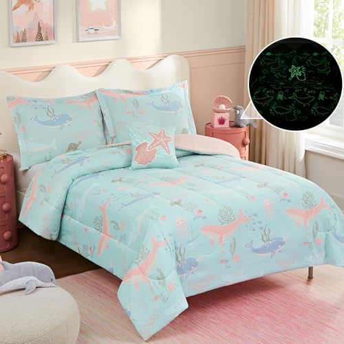 Full Size Comforter Sets for Girls/Boys-4 Pieces Glow in the Dark Bedding