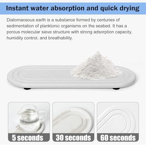 2PCS Water Absorbing Stone Tray, Fast Drying Diatomite Stone Sink Tray, Water Absorbent Diatomite Coasters, Stones Soap Trays for Kitchen Sink, Bathroom Counter Hand Soap Dish & Holders