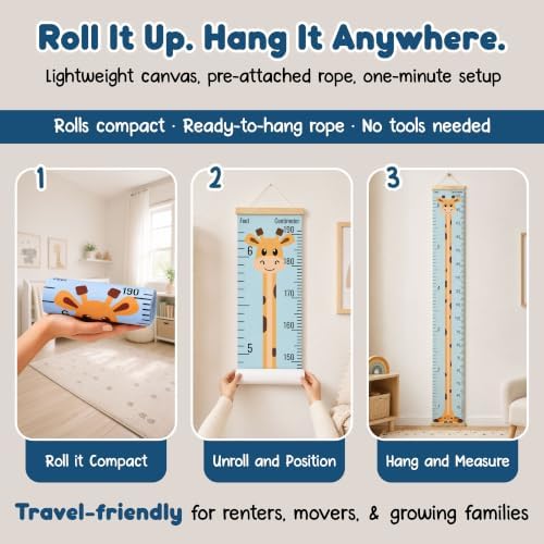 Wall Growth Chart for Kids - Wrinkle-Free Canvas Height Ruler