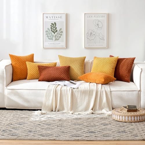 MIULEE Decorative Throw Pillow Covers 20x20 Gold Textured Corduroy