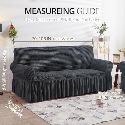 NICEEC Sofa Cover Dark Gray Couch Cover Stretch Sofa Slipcovers with Skirt