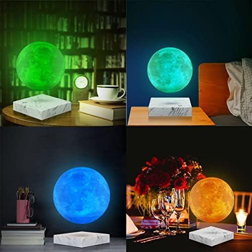 UVEHAS Magnetic Levitating Moon Lamp - 16 Colors LED Floating and Spinning 3D Moon Night Lights with Remote Levitation Rotating Globe Lunar Desk Lamp for Bedroom Office Decoration Unique Gifts