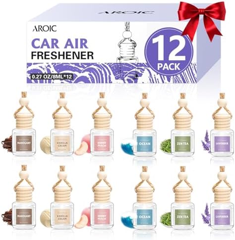 AROIC 12 Pack Car Air Freshener, Car Essential Oil Air Freshener Diffuser