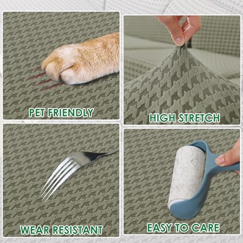 MAXIJIN Stretch Extra Large Couch Cover Sofa Covers (91"-110" Oversized Sofa Slipcovers with Non-Slip Foam & Elastic Strap, Dog Cat Pet Friendly Furniture Protector (X-Large, Army Green)