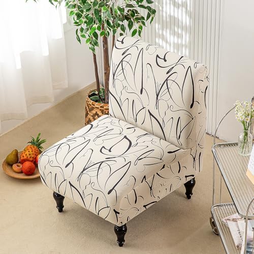 Eco-Ancheng Armless Chair Slipcover Removable Armless Accent Chairs Covers Washable Armless Slipper Chair Slipcover Printed Armless Chair Furniture Protector Covers for Living Dining Room Hotel