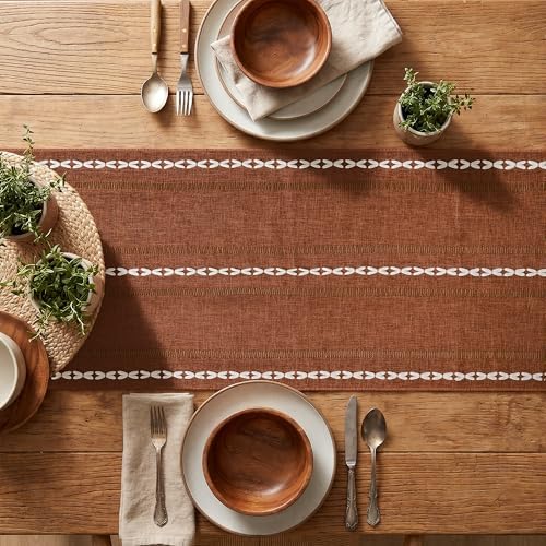 Artoid Mode Caramel Rustic Cotton Linen Table Runner 13x72 Inch