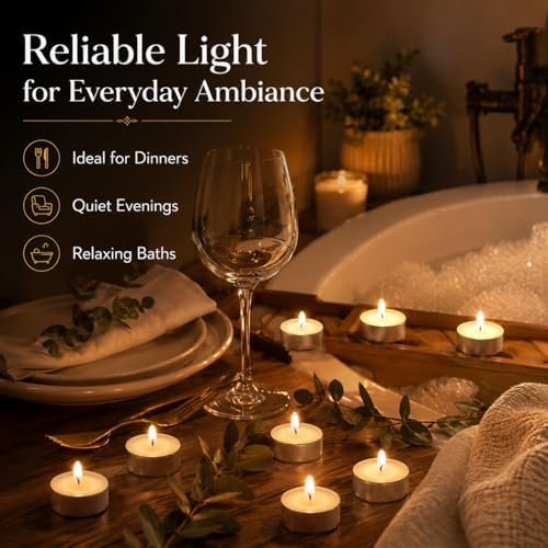 MAQIHAN White Tea Lights Candles - Unscented Tealights, Mini Votive Candles