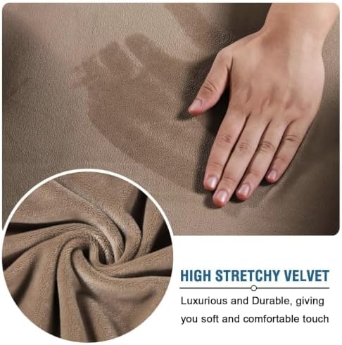 H.VERSAILTEX Wingback Chair Covers Velvet Plush Wing Chair Slipcover 1 Piece High Stretch Wing Back Chair Slipcovers Sofa Cover Furniture Cover with Elastic Bottom, Camel