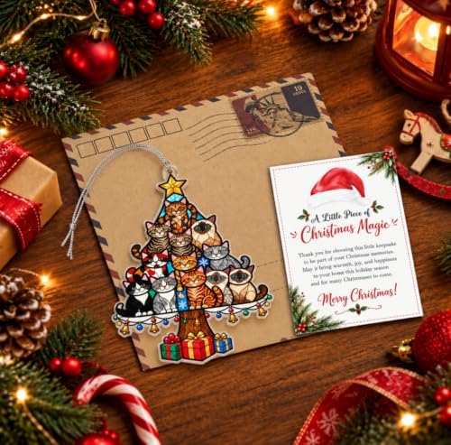 Funny Cat Christmas Ornaments 2026, Cat Lover Gifts for Women, Men, Pet Lover, Colorful Cats Ornament for Christmas Tree, Unique for Pet Owners