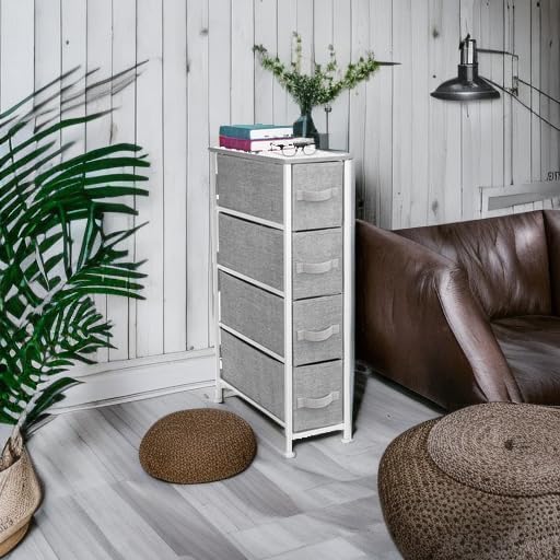 Sorbus 4-Drawer Narrow Dresser for Bedroom (White/Gray)