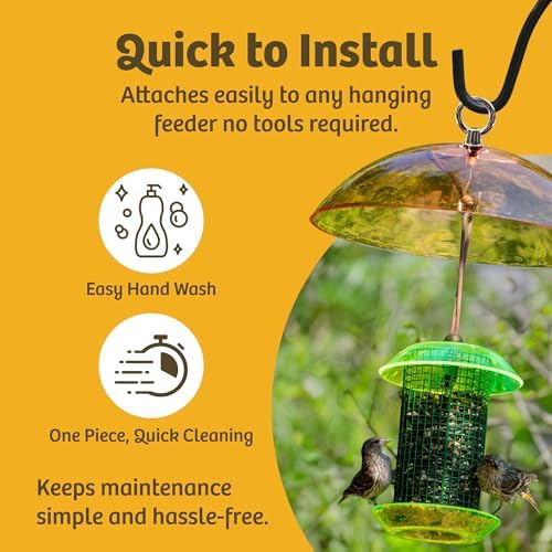 Birds Choice Bird Feeder Dome with Hanger | 10.5in Rain Guard Cover, Orange