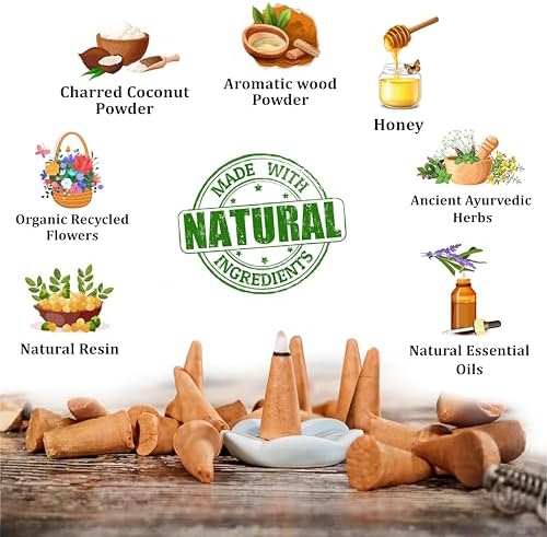 Raajsee Natural Incense Cones,6 Pack Mixed Scents Gift Pack 15 pc Each (90 Total), Insense Cones Variety Pack, 100% Organic Non Toxic Natural - Hand Rolled Free from Chemicals (Pack 3)