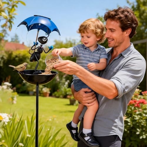 Solar Bird Feeders for Outdoors, Ant Garden Decor with Umbrella Light