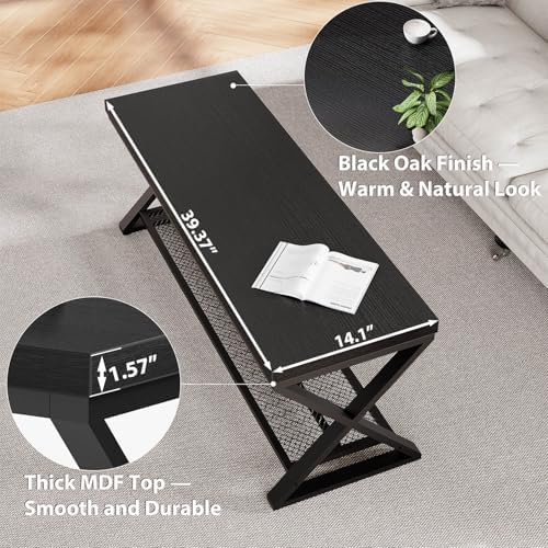 LVB Black Entryway Bench with Storage, Indoor Shoe Bench with Seating 39 in