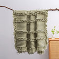 Ultra Soft Pre-Washed Quilted Throw Blanket, Ruffle Fringed Army Green Decorative Throw, Stone Washed Chic Rustic Blanket for Sofa Couch Bed, 50"x 60"