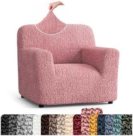 PAULATO Premium Stretch Couch Covers for Sofa - Sofa Chair Cover Washable, Dogs & Pets Friendly - Elastic Polyester Loveseat Slipcovers - Non-Slip Love Seat Couch Covers - Coral Pink (21"-39" Wide)